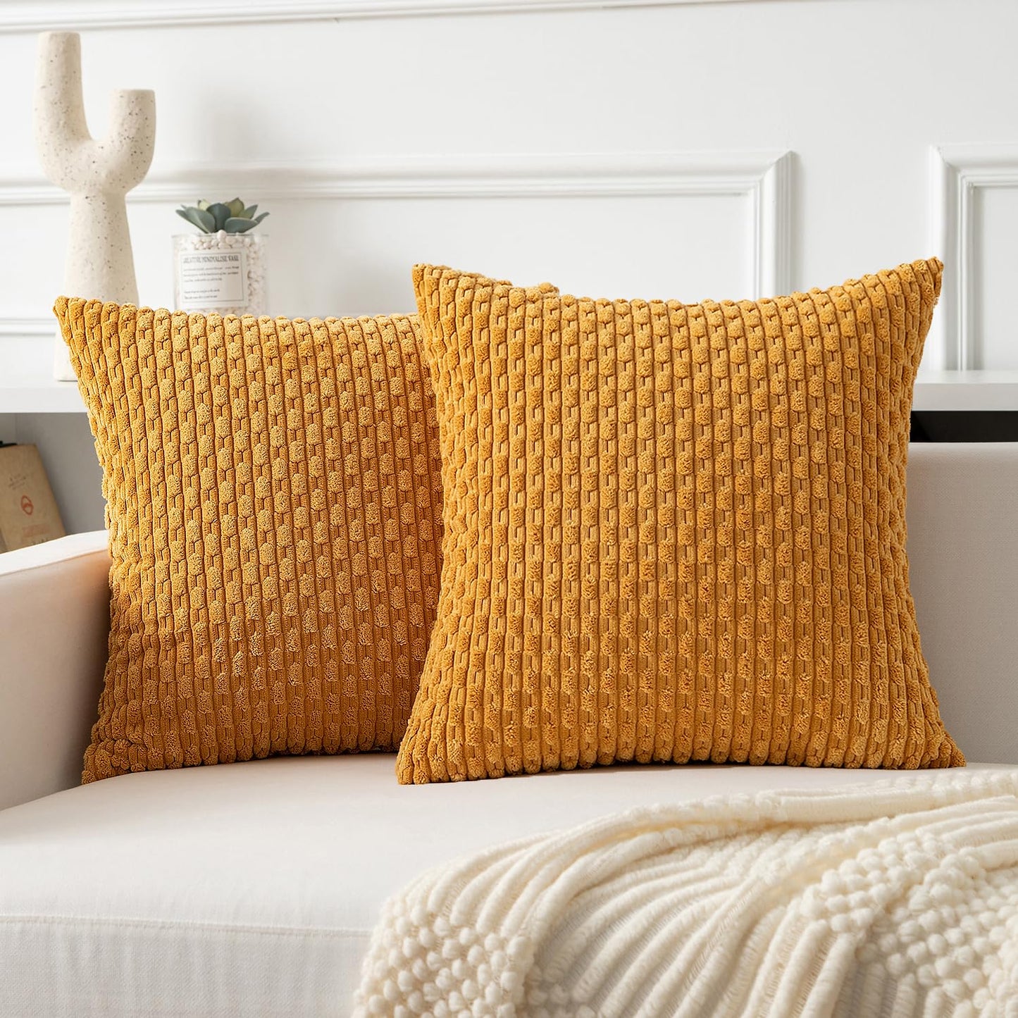 Boho Striped Corduroy Pillow Covers