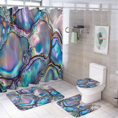 4 Piece Shower Curtain & Bath Mat Set