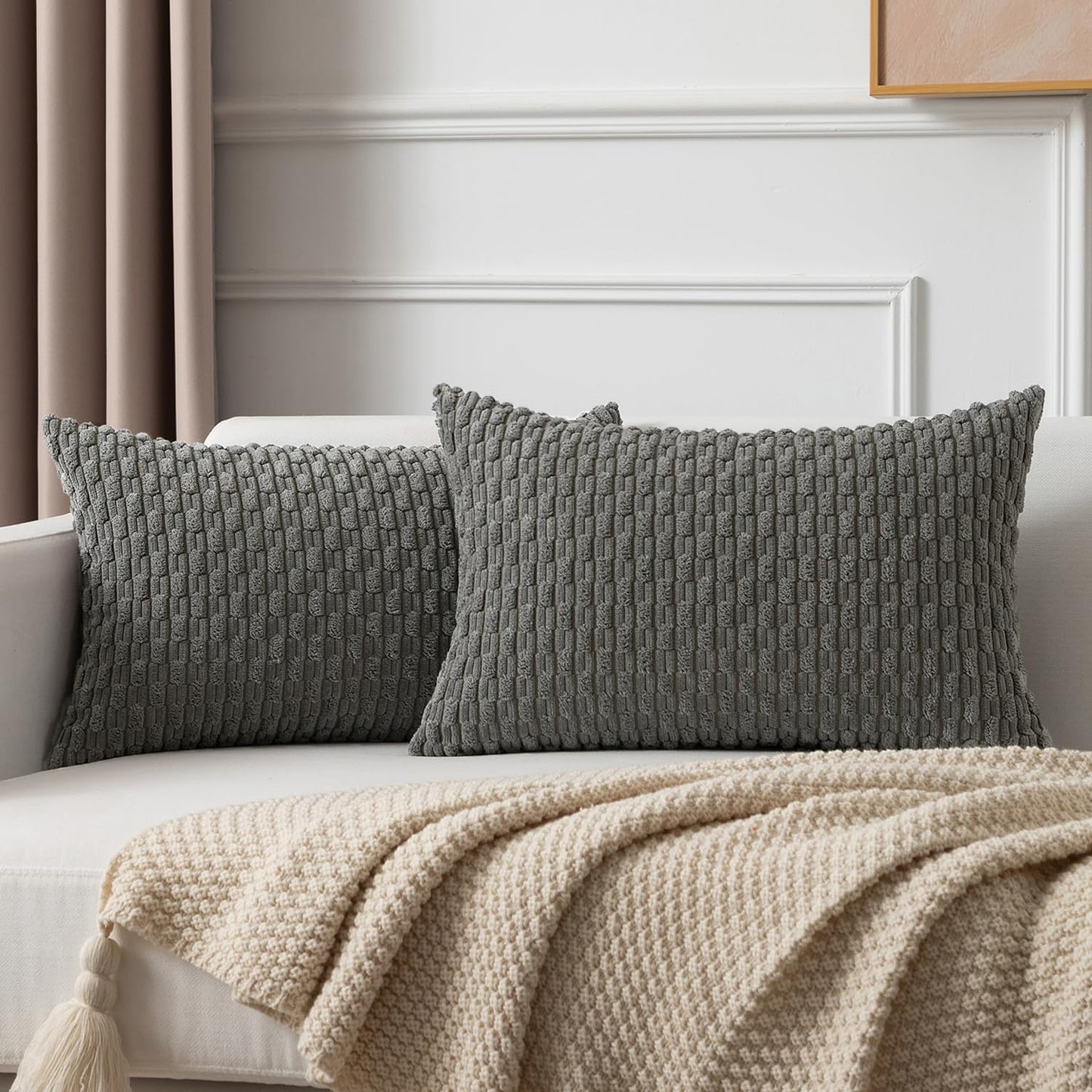 Boho Striped Corduroy Pillow Covers