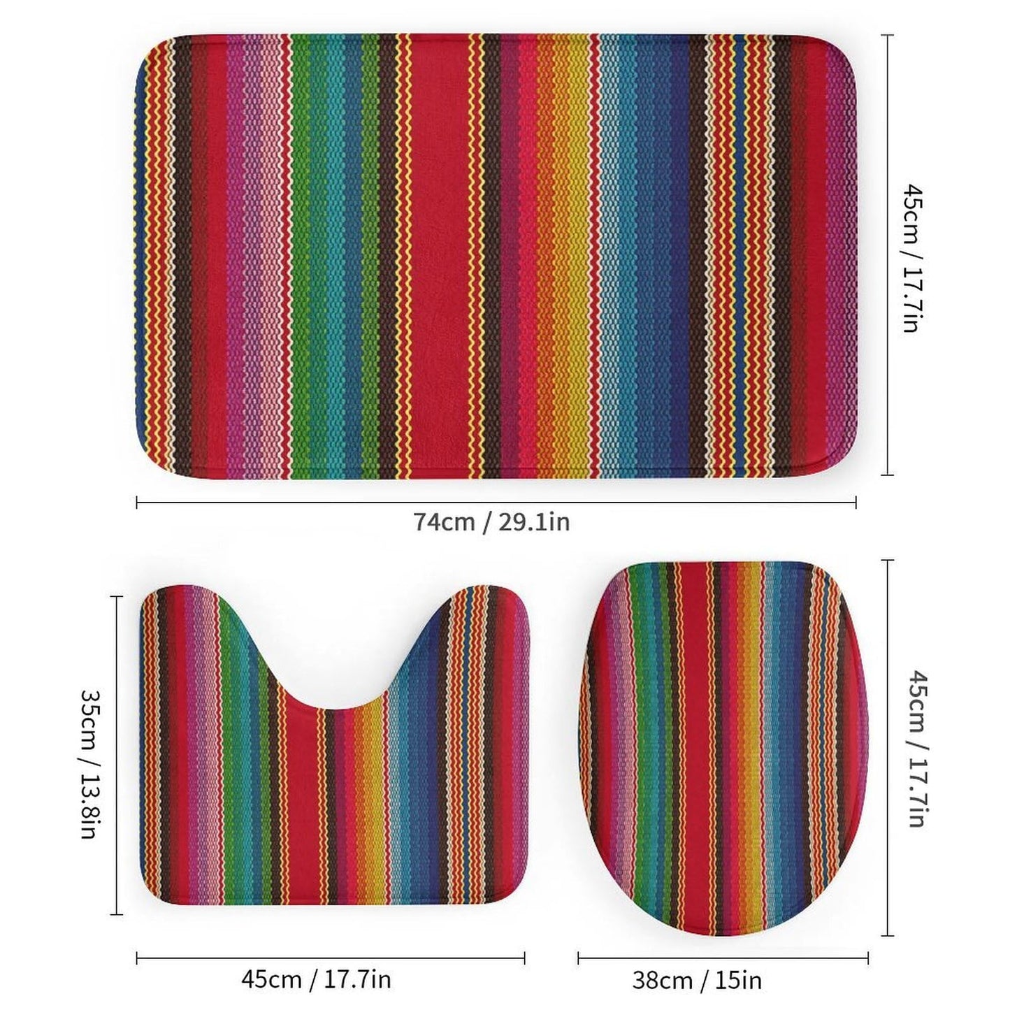 4 Piece Shower Curtain & Bath Mat Set