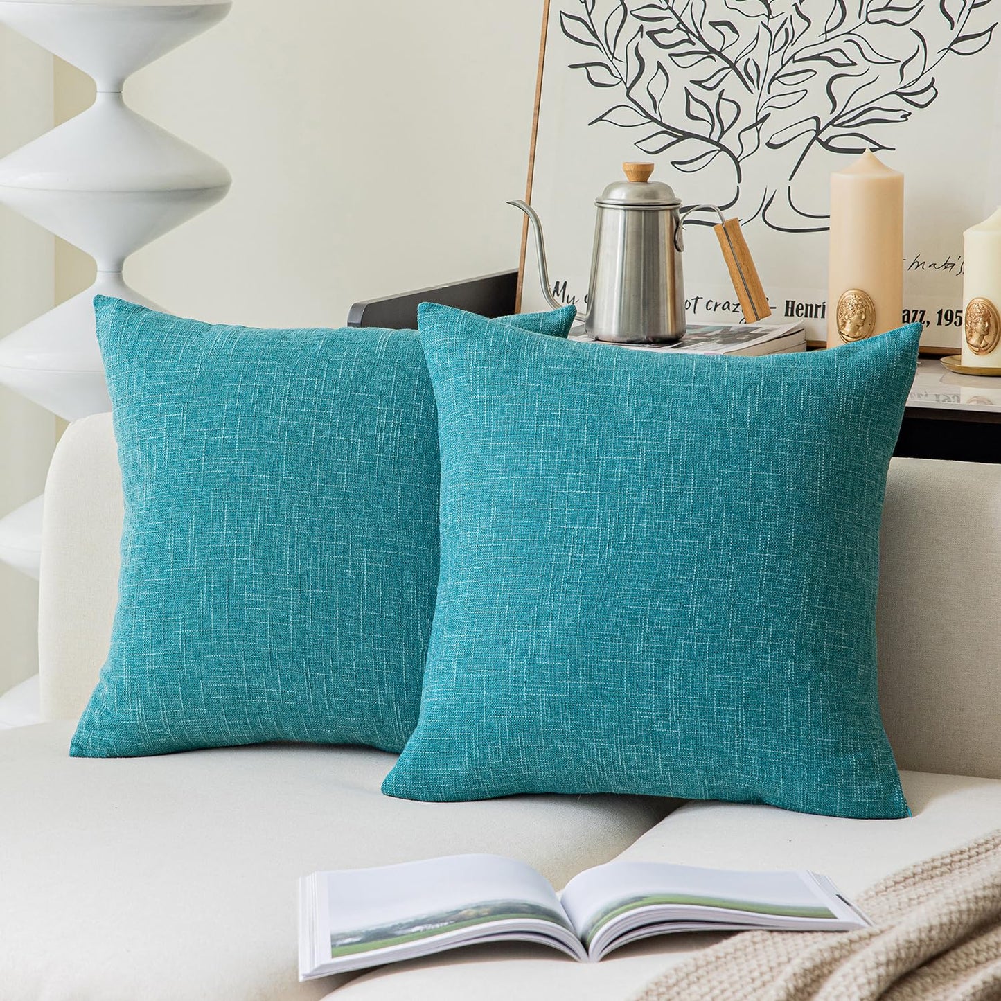 Linen Throw Pillow Covers Set