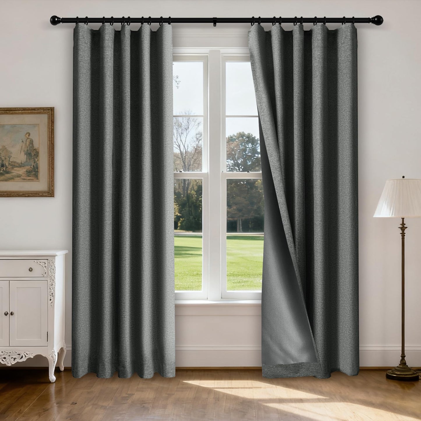 Linen Blend Blackout Curtain Set