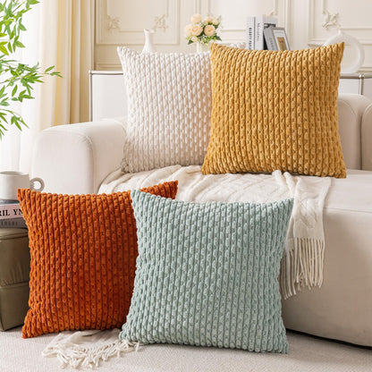 Neutral Corduroy Throw Pillow Covers Set