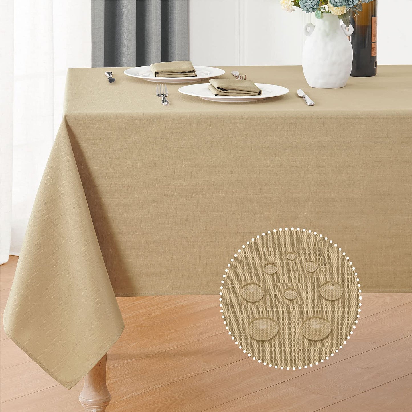 Waterproof Linen Textured Tablecloth