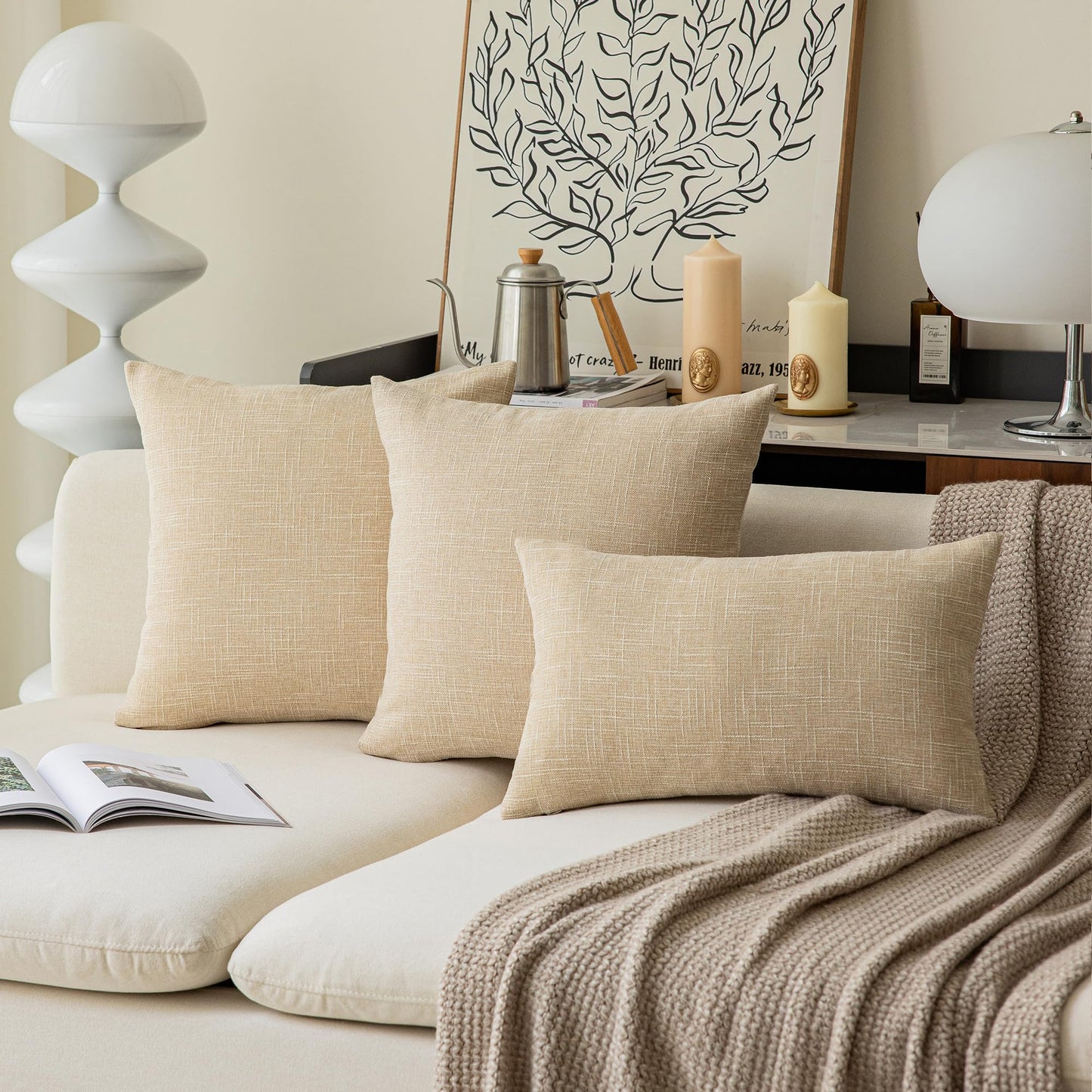 Linen Throw Pillow Covers Set
