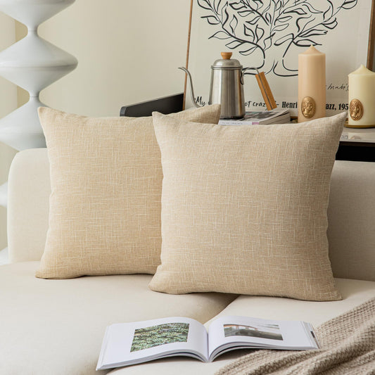 Linen Throw Pillow Covers Set