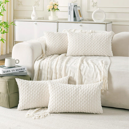 Neutral Corduroy Throw Pillow Covers Set