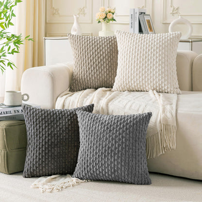 Neutral Corduroy Throw Pillow Covers Set