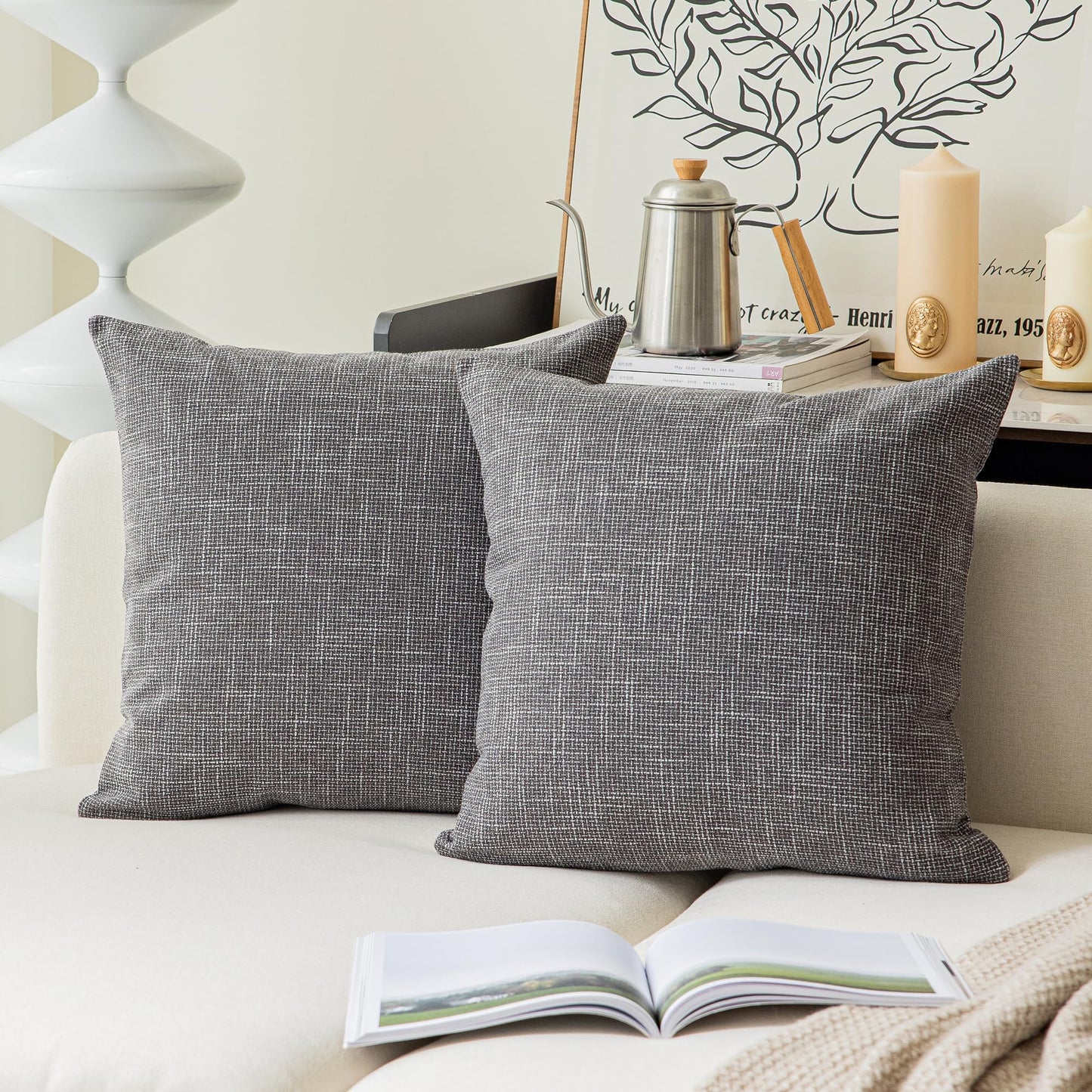 Linen Throw Pillow Covers Set