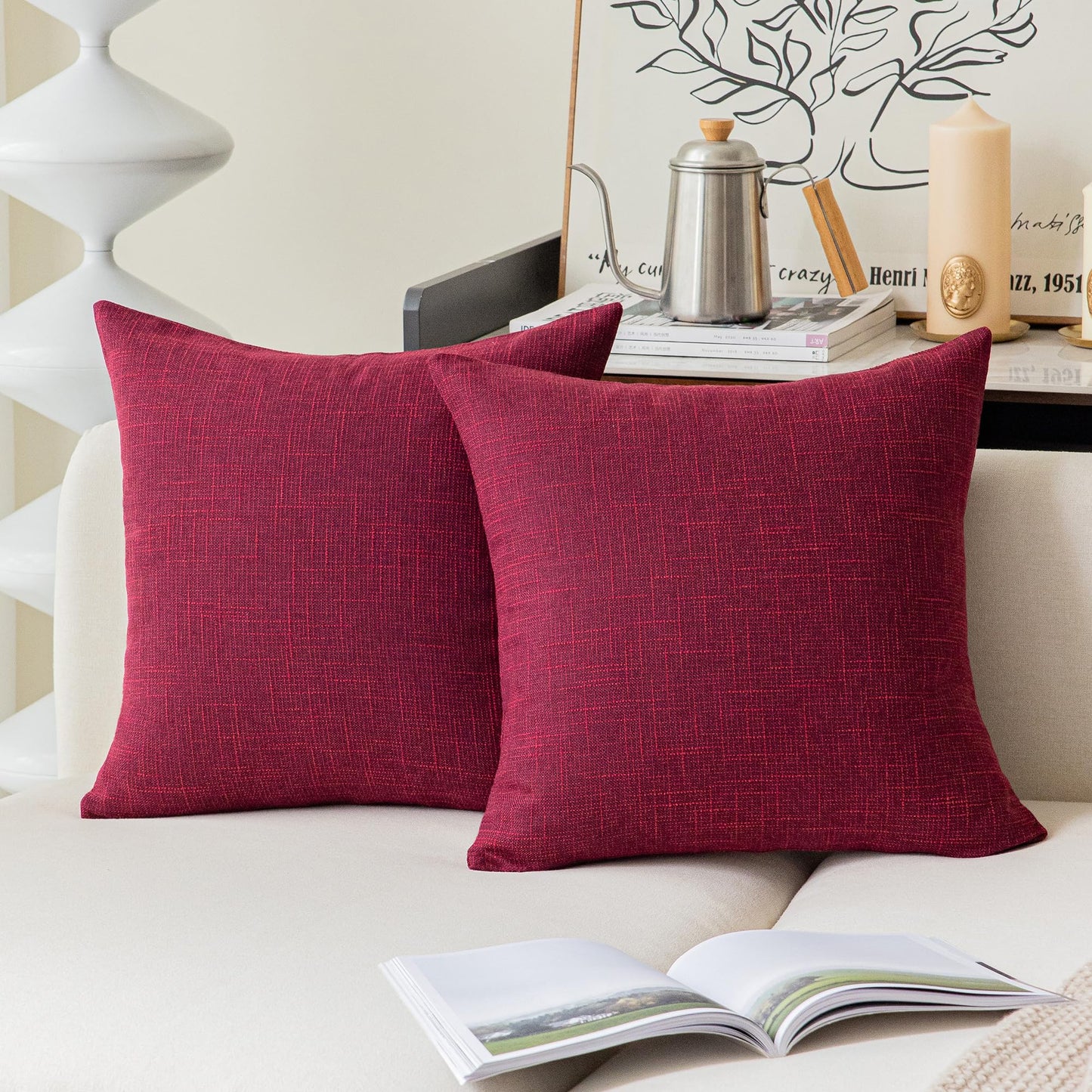 Linen Throw Pillow Covers Set