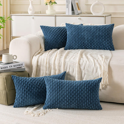 Neutral Corduroy Throw Pillow Covers Set