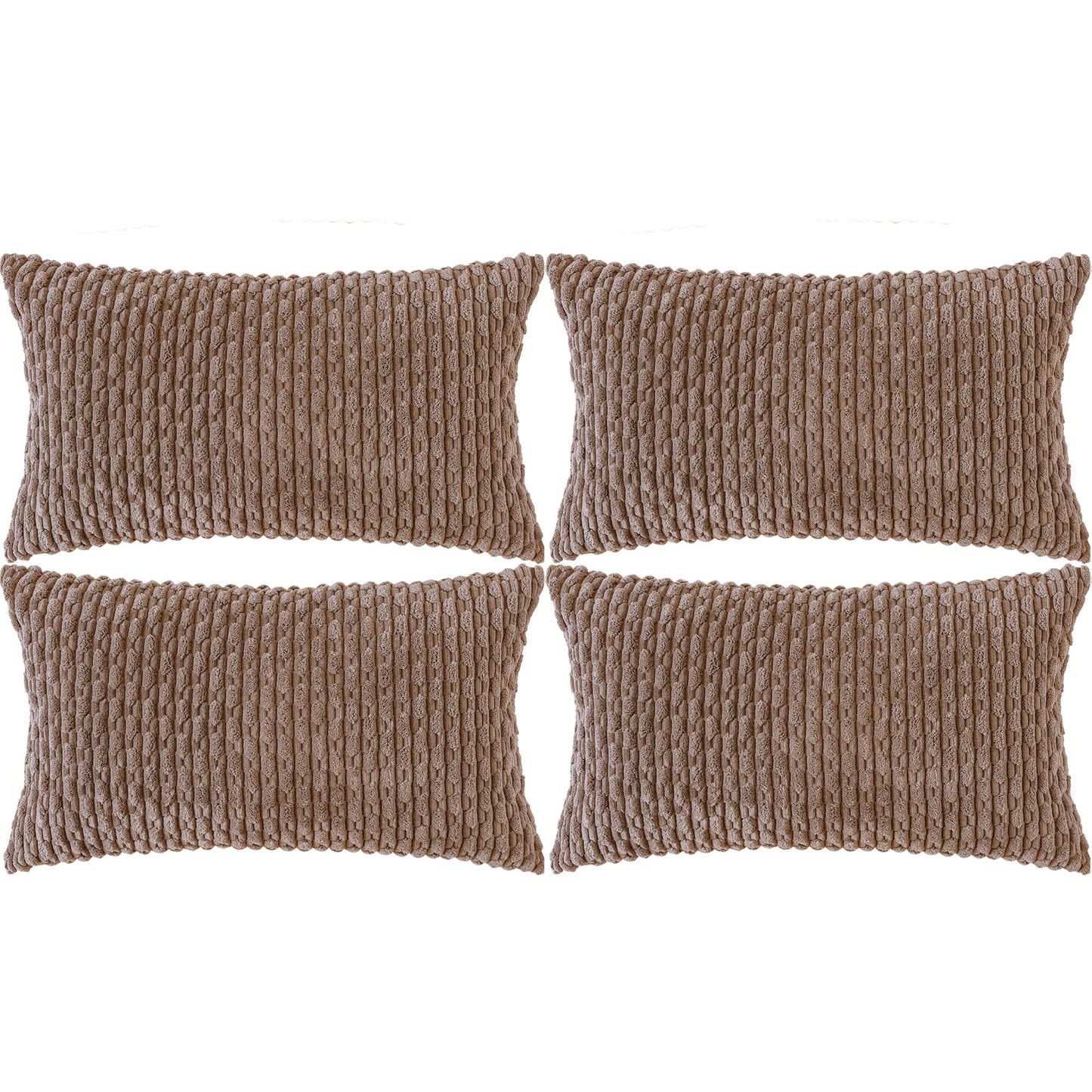 Neutral Corduroy Throw Pillow Covers Set