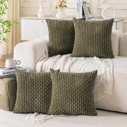 Neutral Corduroy Throw Pillow Covers Set