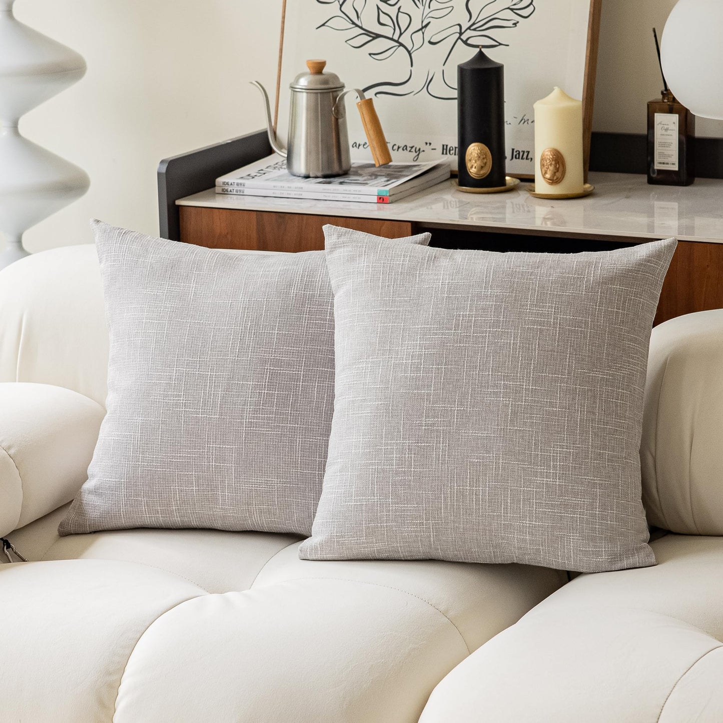 Linen Throw Pillow Covers Set