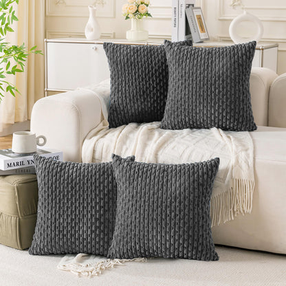 Neutral Corduroy Throw Pillow Covers Set