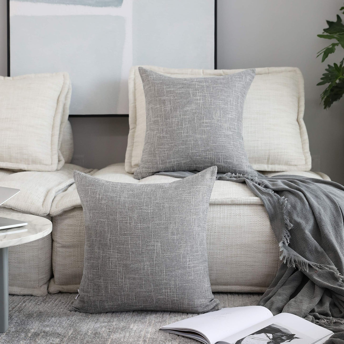 Linen Throw Pillow Covers Set