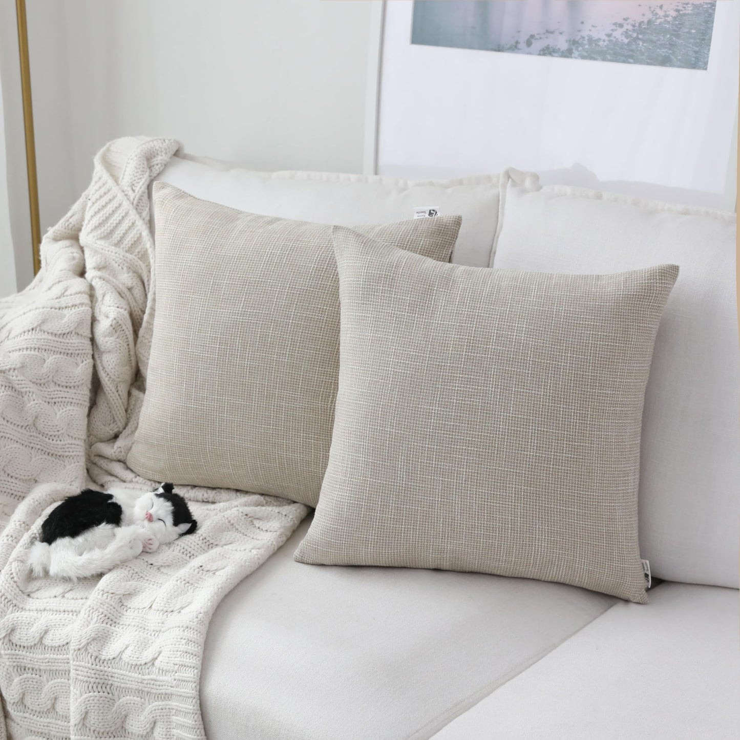 Linen Throw Pillow Covers Set