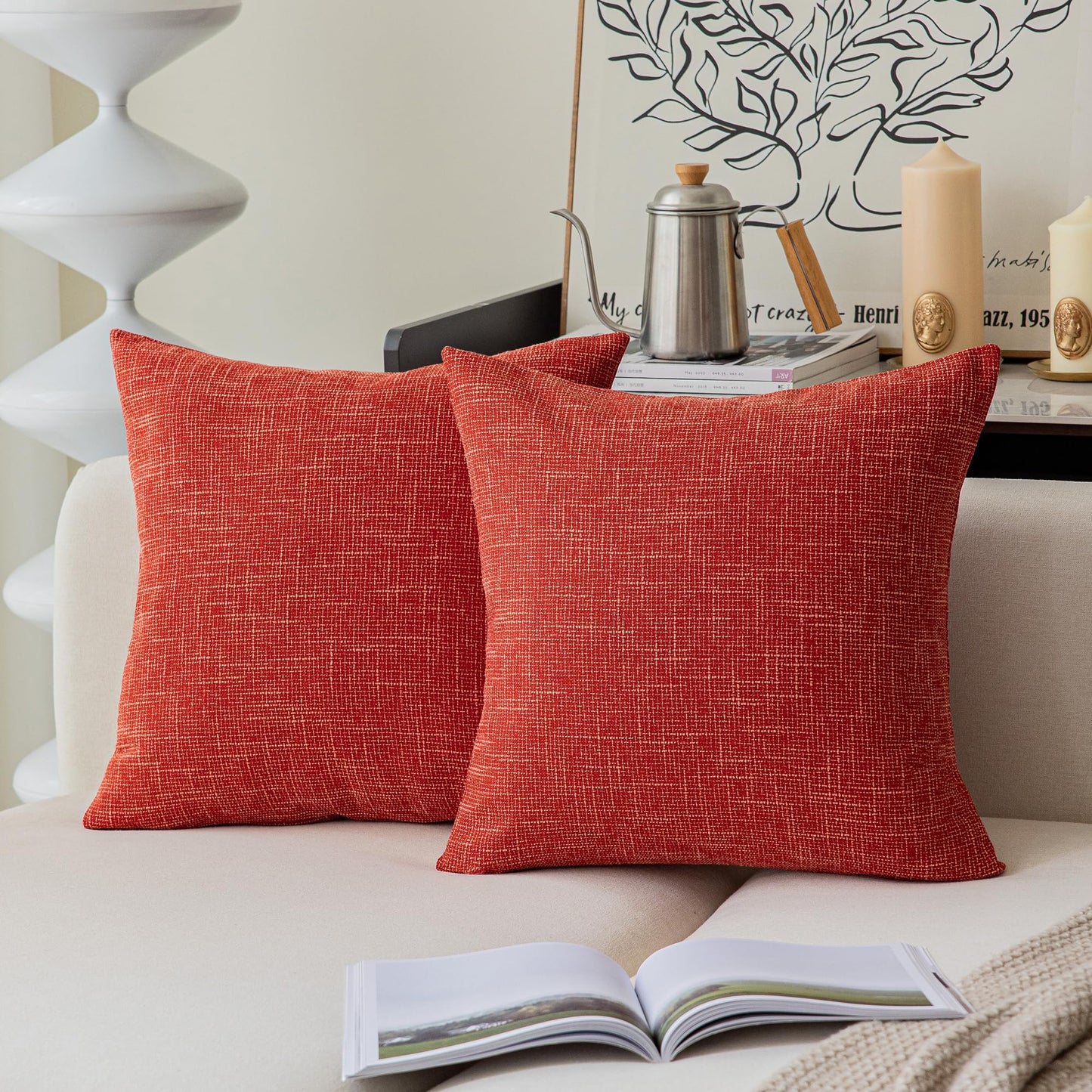 Linen Throw Pillow Covers Set