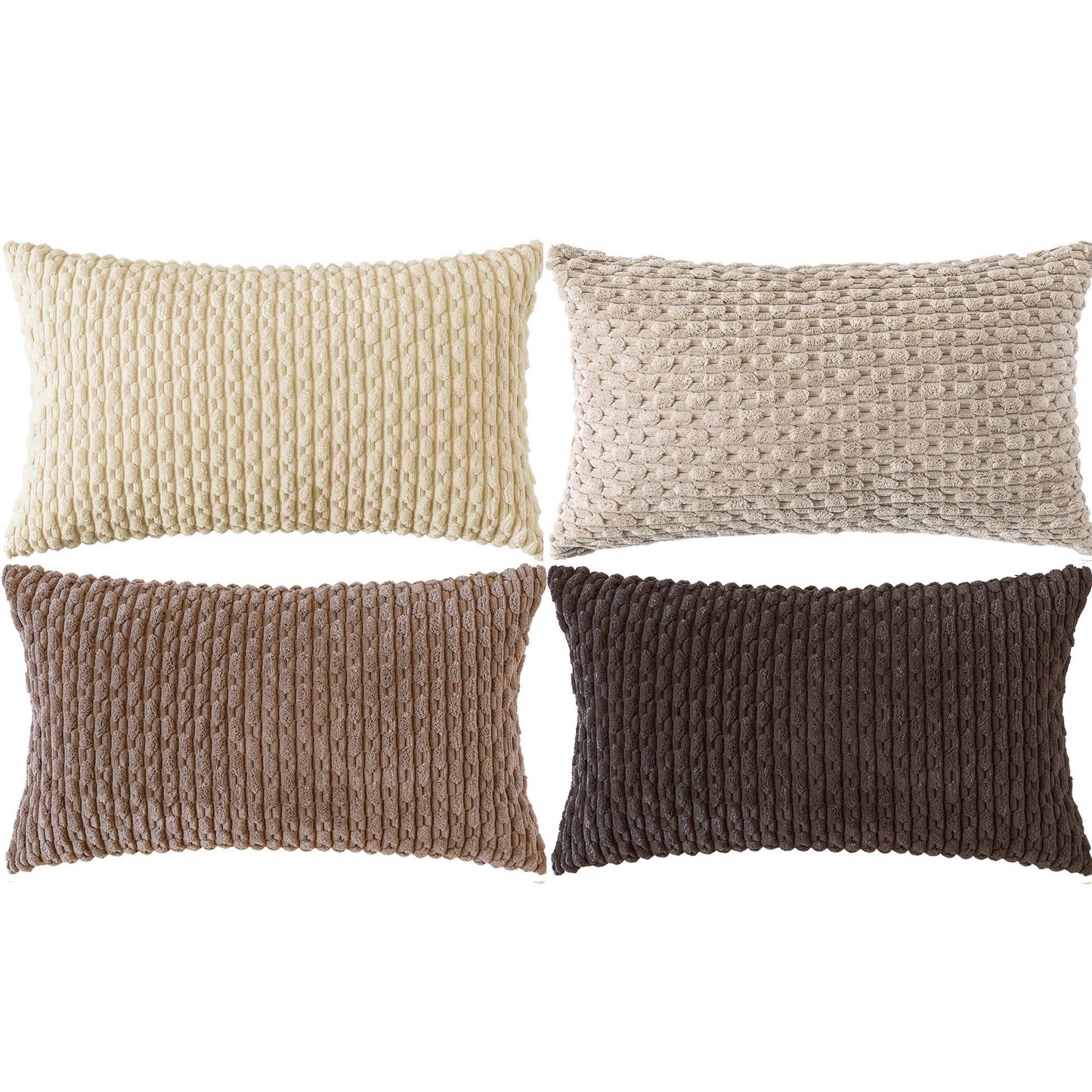 Neutral Corduroy Throw Pillow Covers Set