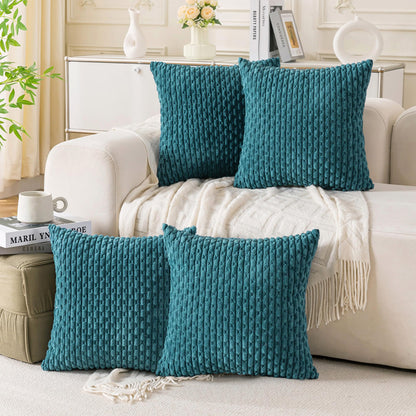 Neutral Corduroy Throw Pillow Covers Set