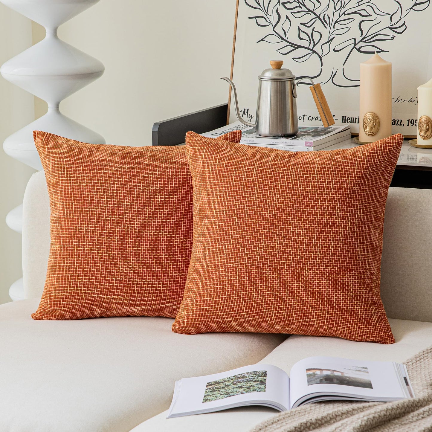 Linen Throw Pillow Covers Set