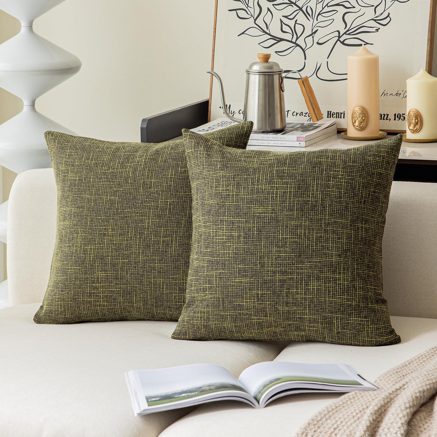 Linen Throw Pillow Covers Set