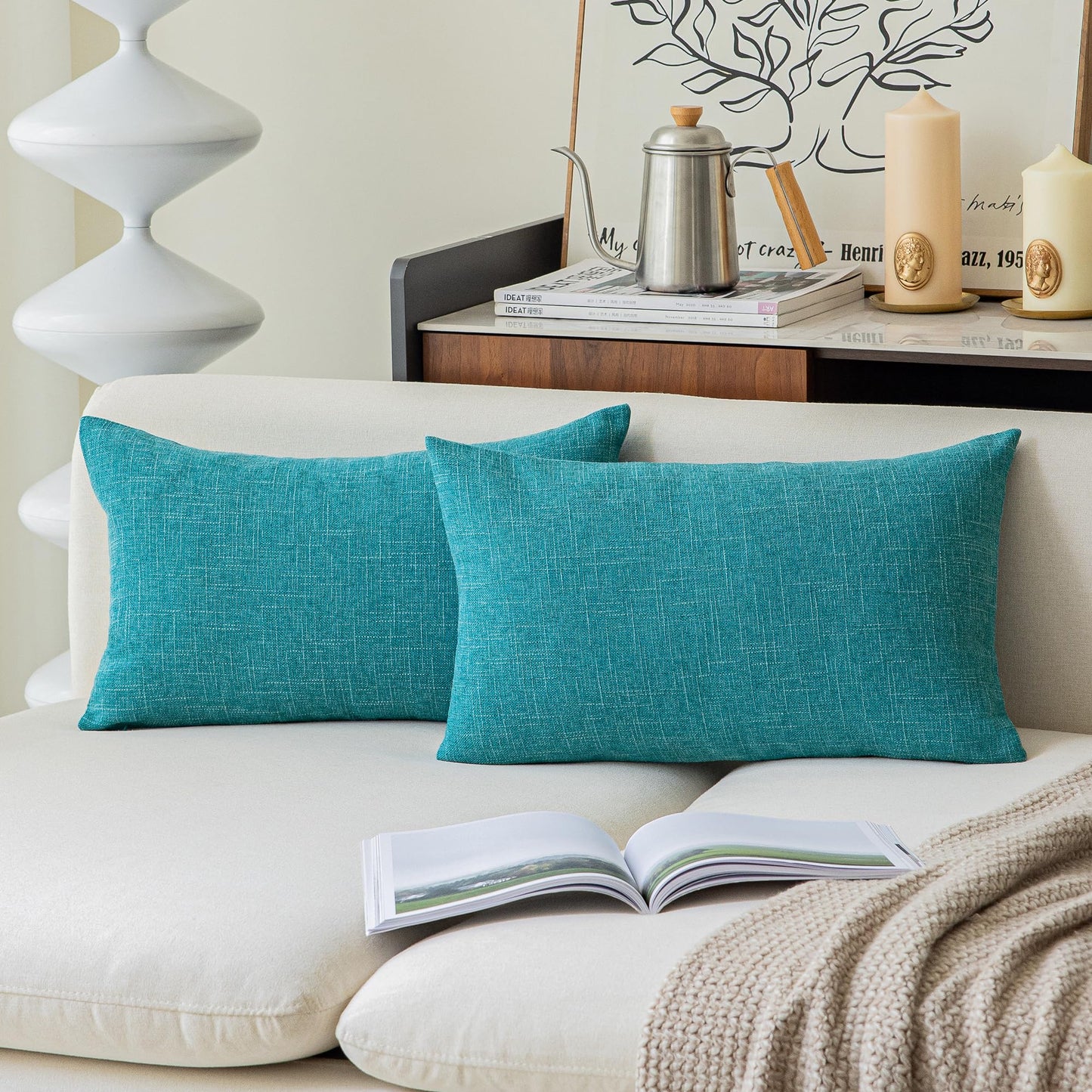 Linen Throw Pillow Covers Set
