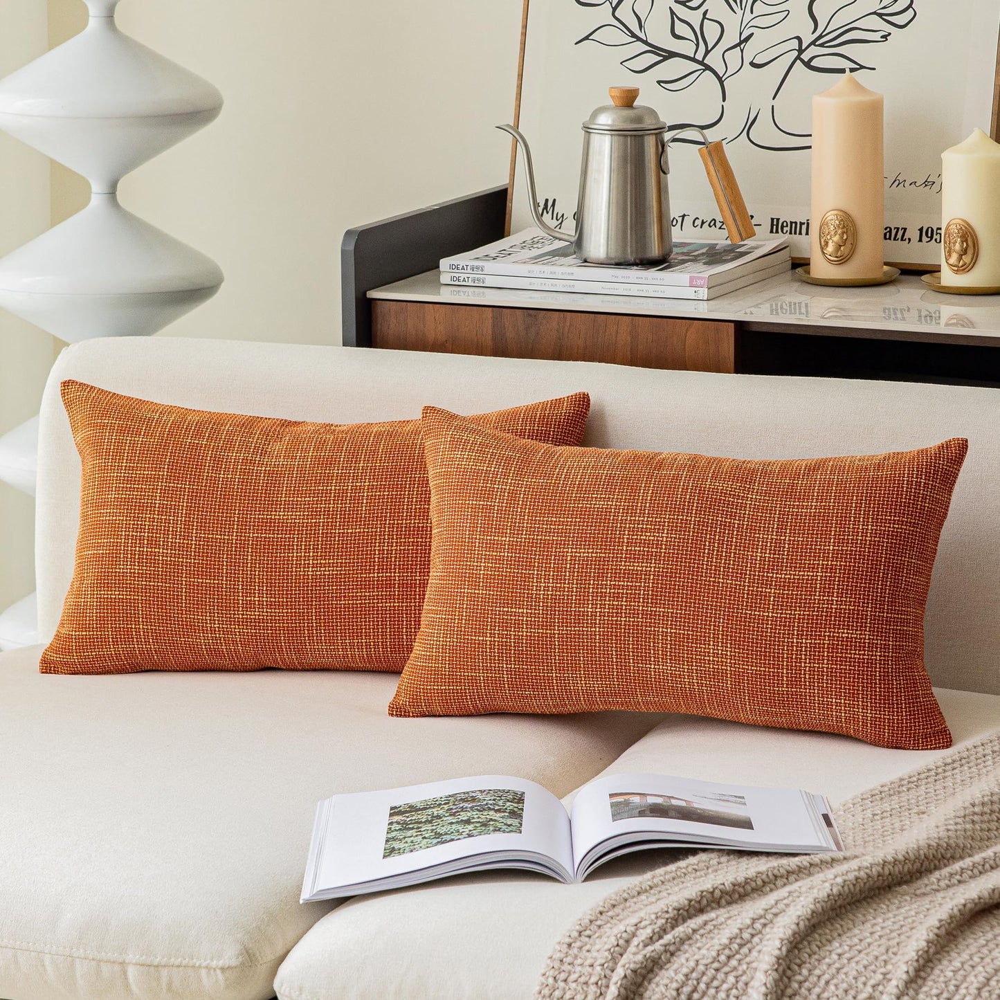 Linen Throw Pillow Covers Set