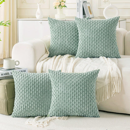 Neutral Corduroy Throw Pillow Covers Set