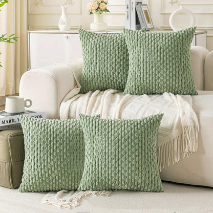 Neutral Corduroy Throw Pillow Covers Set