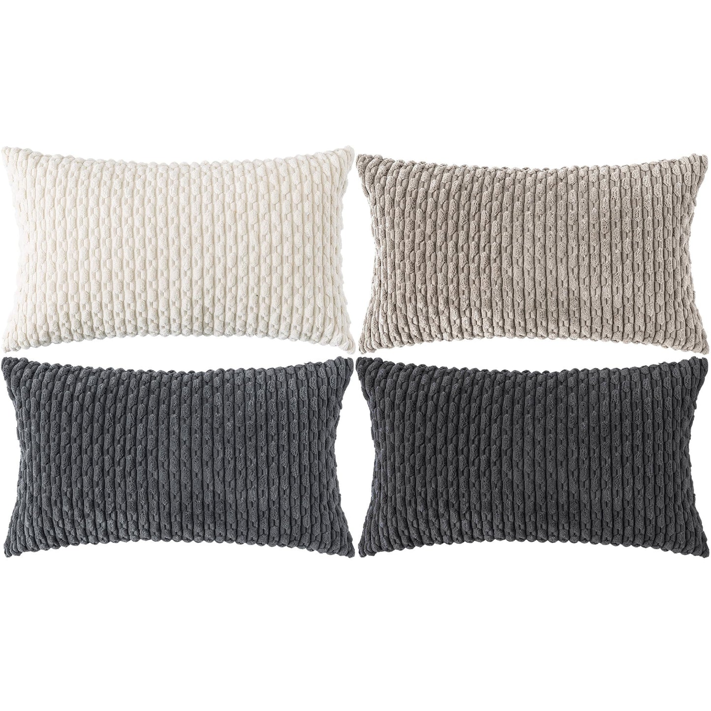 Neutral Corduroy Throw Pillow Covers Set