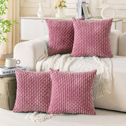 Neutral Corduroy Throw Pillow Covers Set