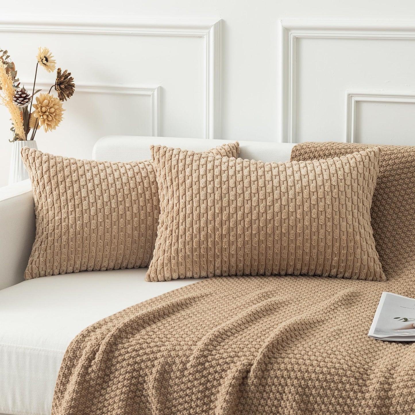 Boho Striped Corduroy Pillow Covers