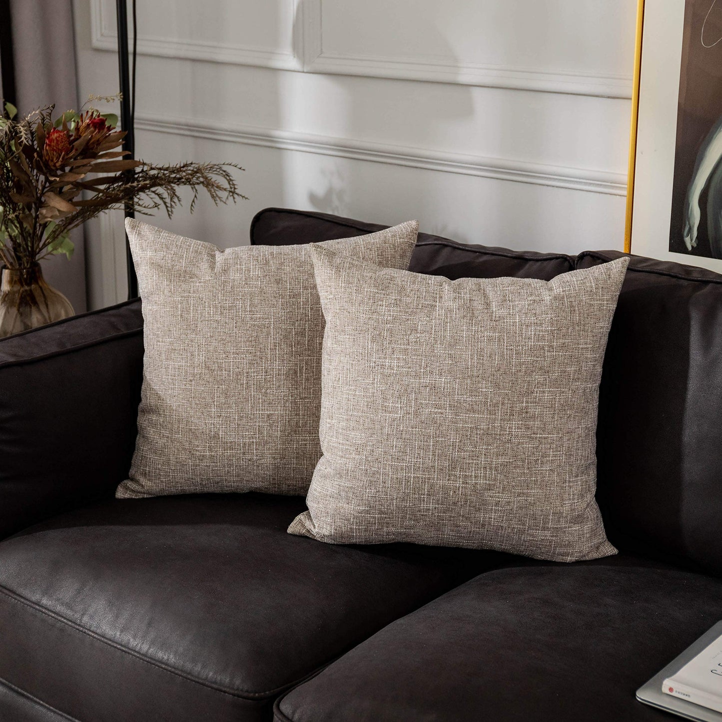 Linen Throw Pillow Covers Set