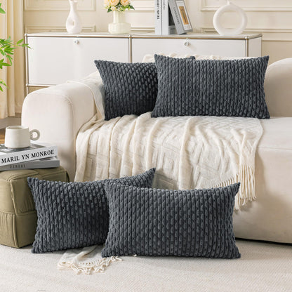 Neutral Corduroy Throw Pillow Covers Set