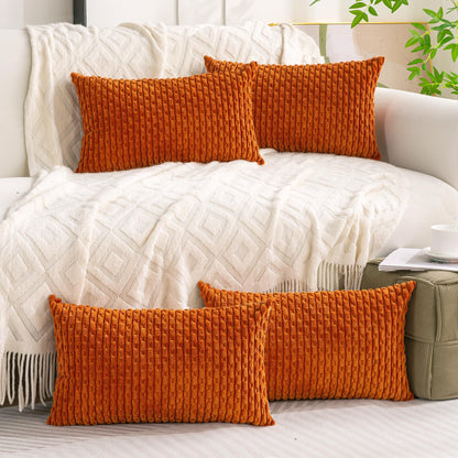 Neutral Corduroy Throw Pillow Covers Set
