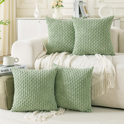 Neutral Corduroy Throw Pillow Covers Set