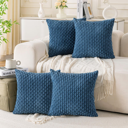 Neutral Corduroy Throw Pillow Covers Set