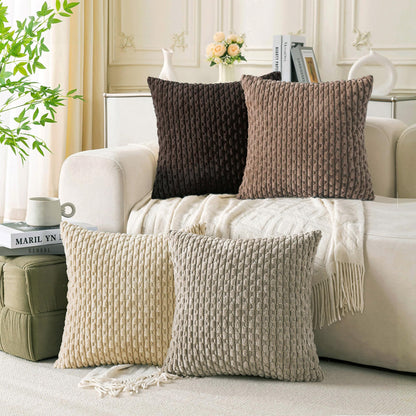 Neutral Corduroy Throw Pillow Covers Set