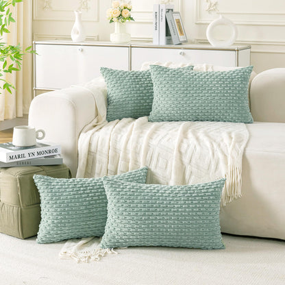 Neutral Corduroy Throw Pillow Covers Set