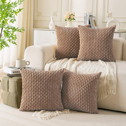 Neutral Corduroy Throw Pillow Covers Set