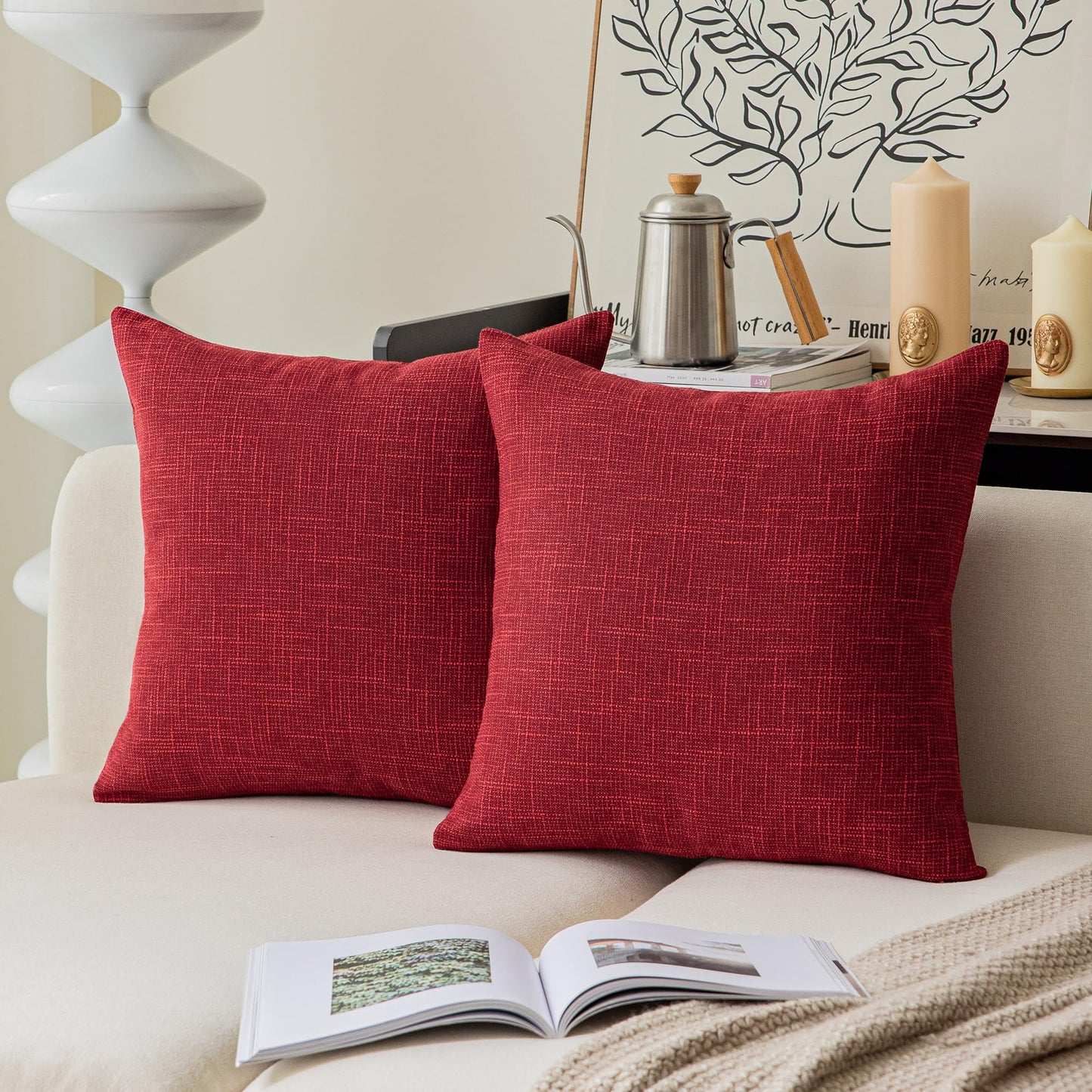 Linen Throw Pillow Covers Set