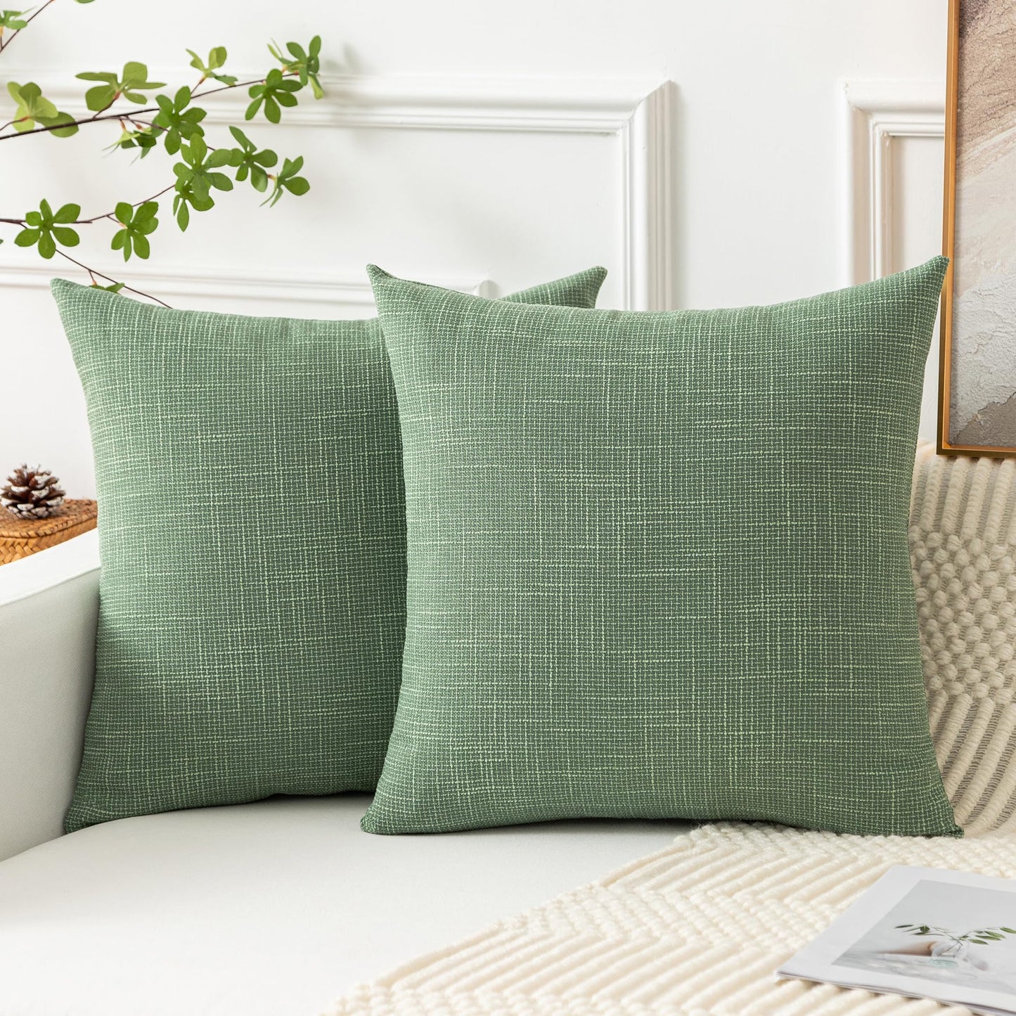 Linen Throw Pillow Covers Set