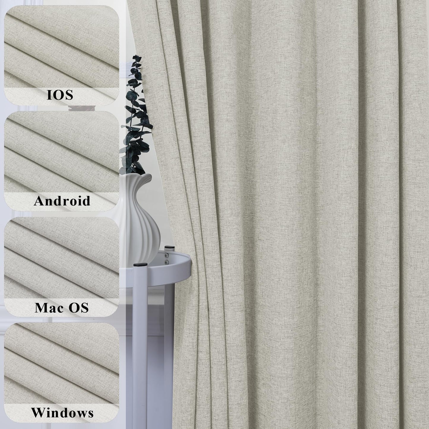 Linen Blend Blackout Curtain Set