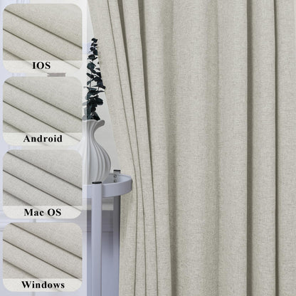 Linen Blend Blackout Curtain Set