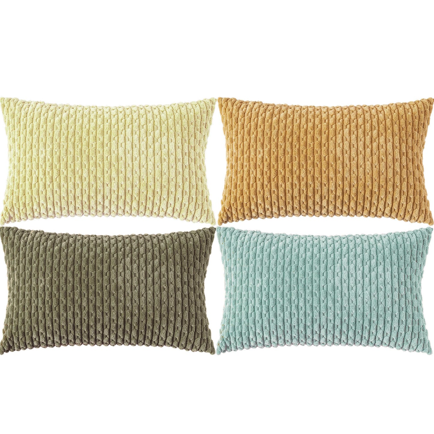 Neutral Corduroy Throw Pillow Covers Set