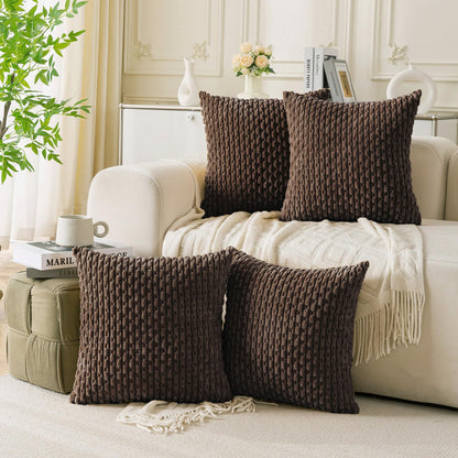 Neutral Corduroy Throw Pillow Covers Set