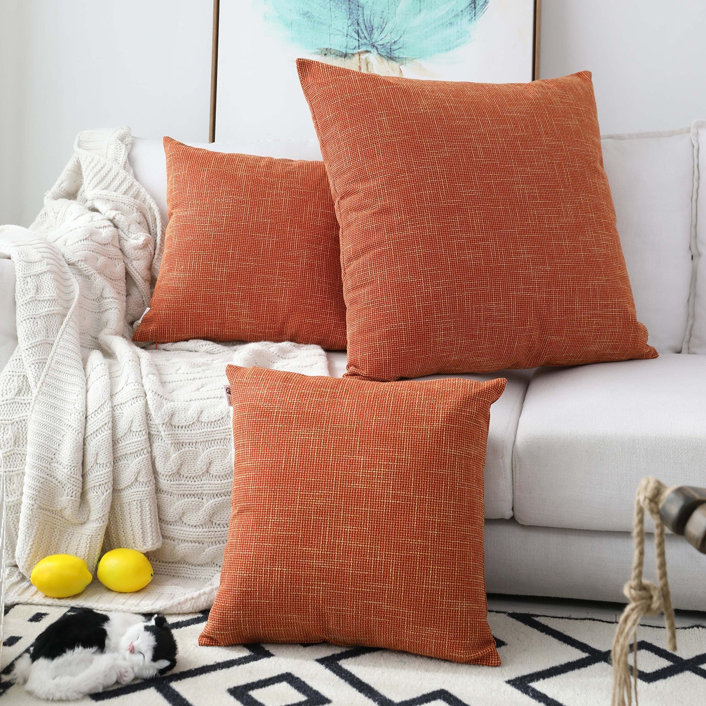 Linen Throw Pillow Covers Set
