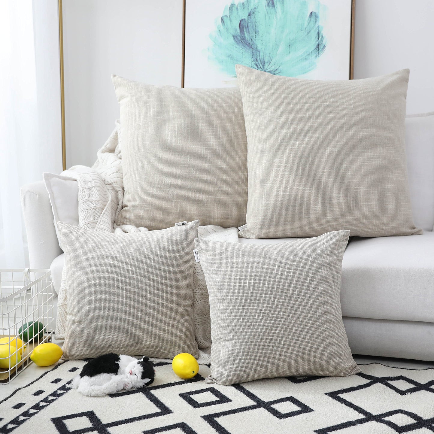 Linen Throw Pillow Covers Set