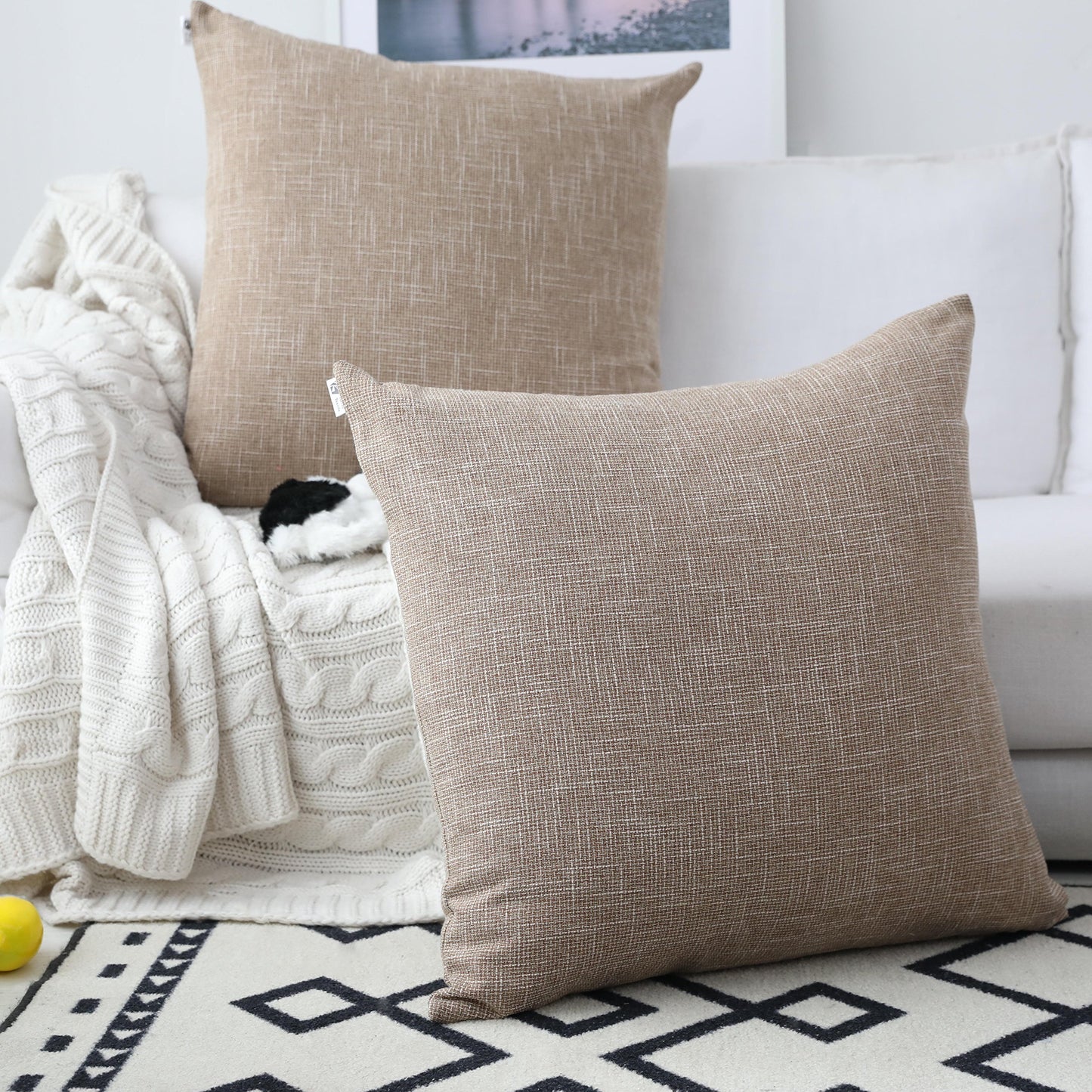 Linen Throw Pillow Covers Set